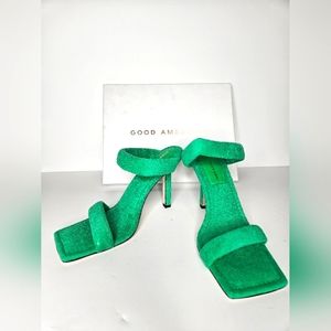 GOOD AMERICAN‎ Green Terry Heeled Sandal